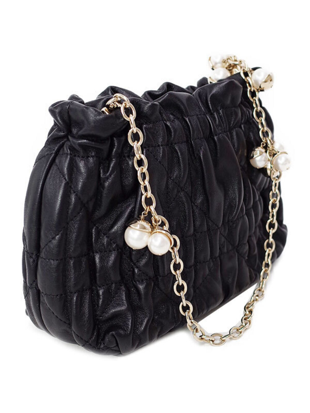 Dior Clutch Cannage Christian Pouch Handbag  Gathered Black